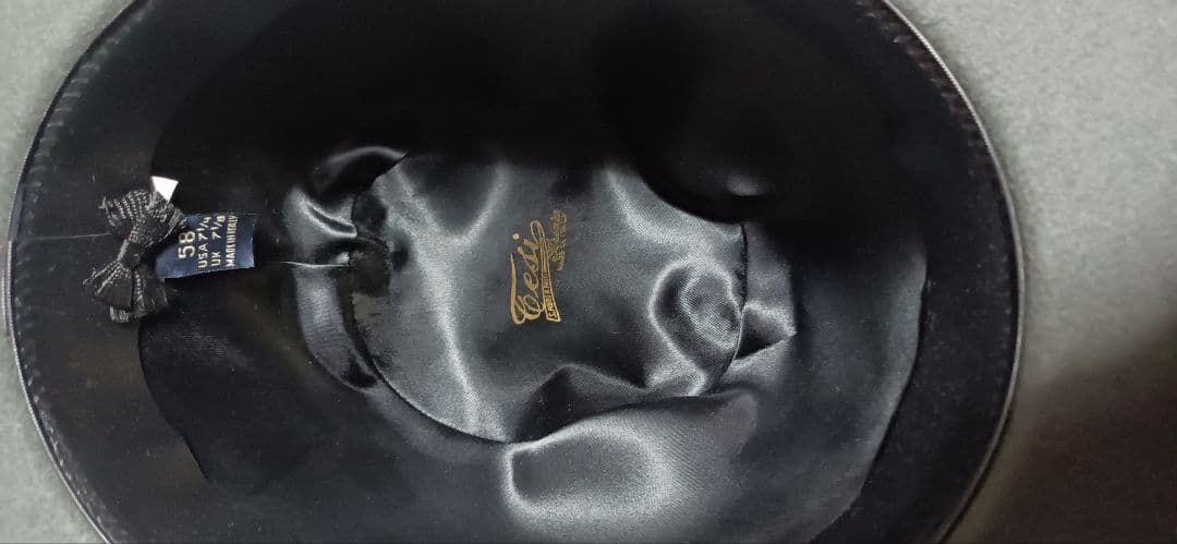 Tesi メンズ　フェルト中折れ帽　ブラック 58cm イタリア製 ボルサリーノ