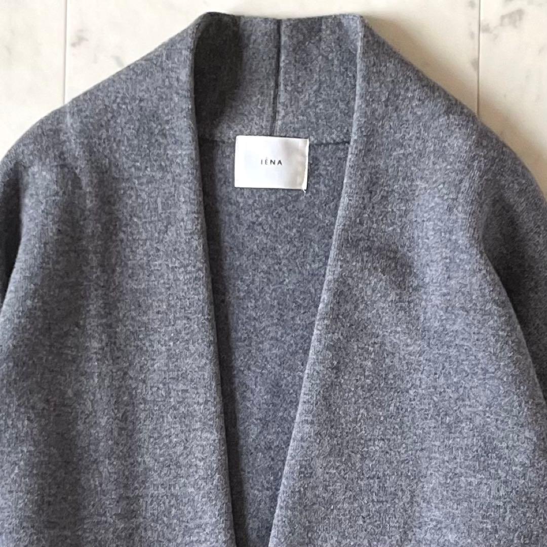 極美品♪IENAイエナ ウールカシミヤノーカラーカーディガンコート グレー 長袖