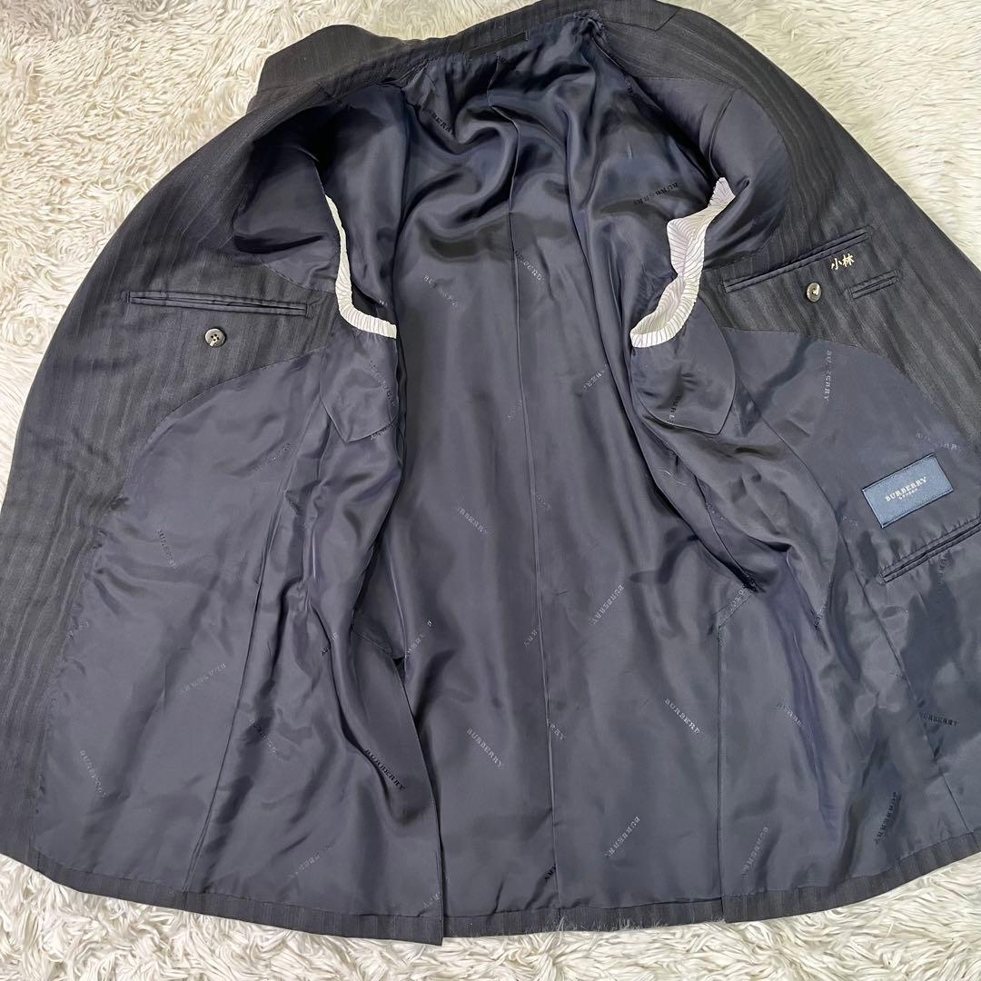 高級美品✨バーバリー　セットアップスーツ　ブラック　ストライプ　2B