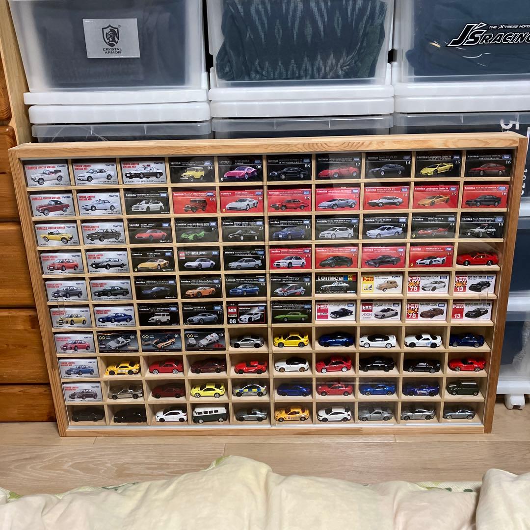 木製トミカミニカーケース 100台収納　アクリル障子付(大) 日本製
