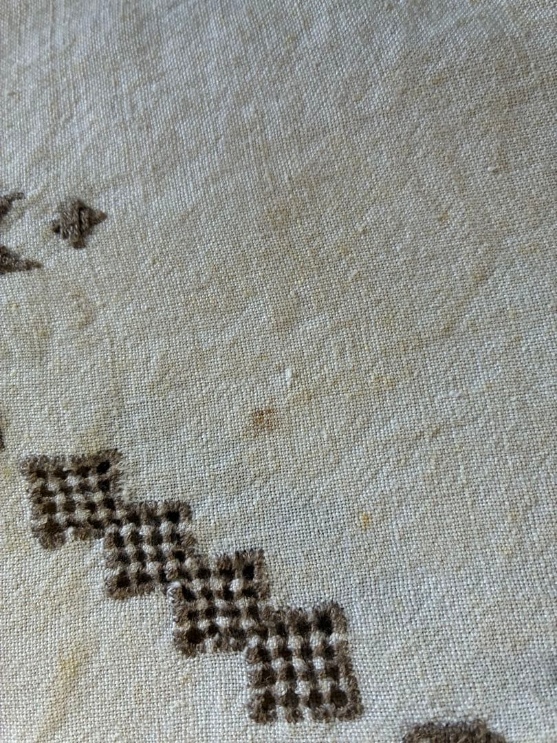 フランス　アンティーク　大判カバー　テーブル　ベッド　カバー　クロス　刺繍　B