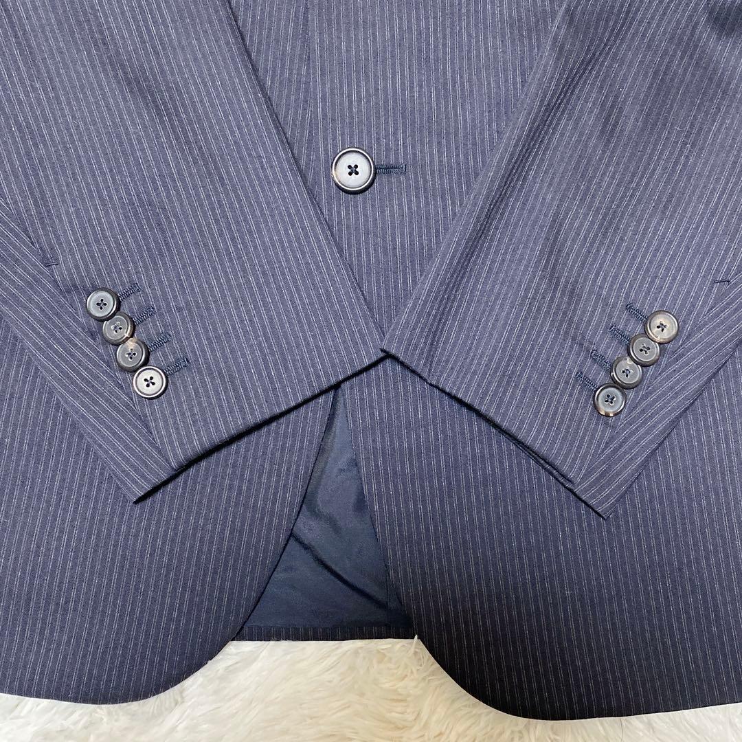 ジルサンダー　スーツ　セットアップ　ネイビー　濃紺　ストライプ