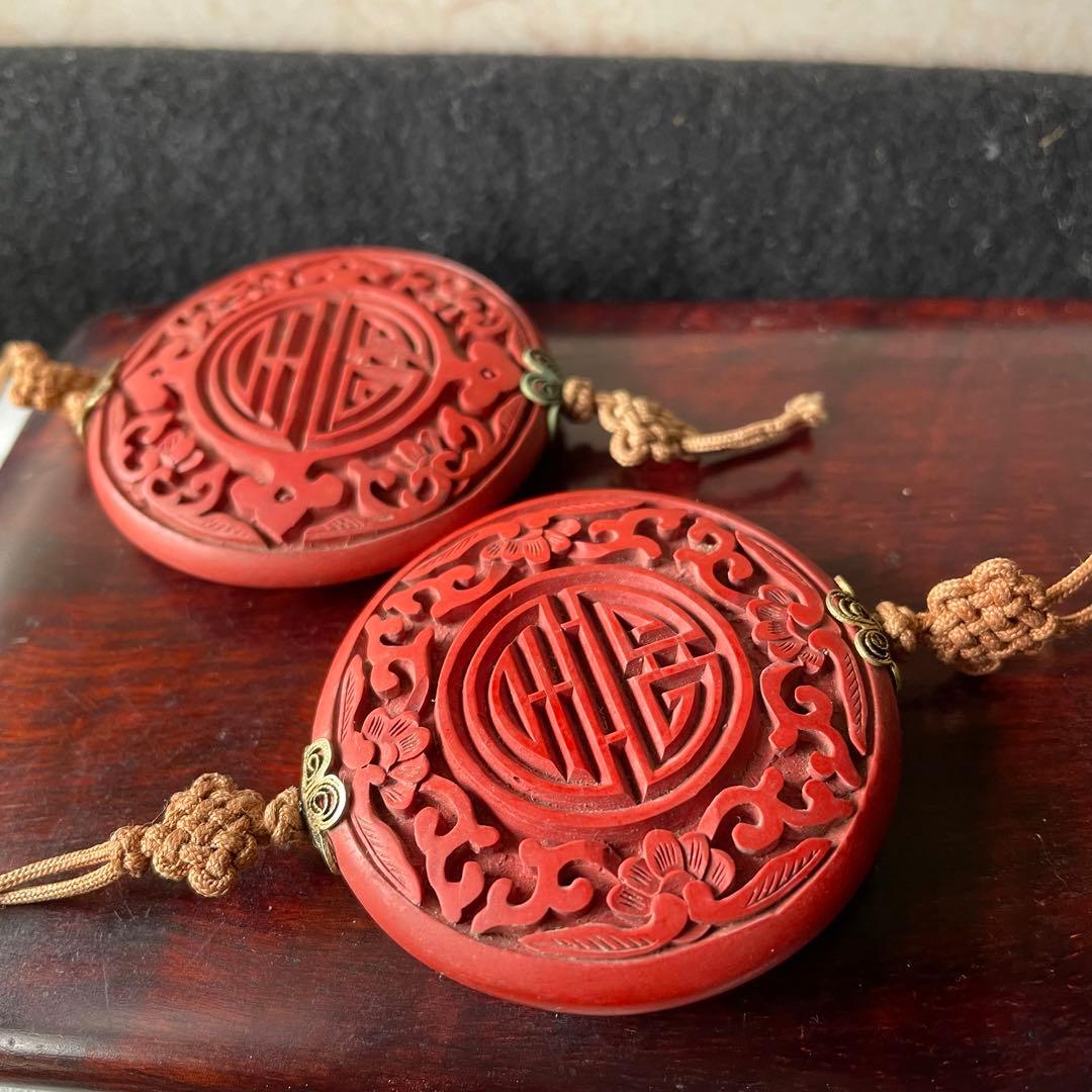 堆朱　漆　風鎮　朱　中国　アンティーク　掛軸　飾り　古玩　古美術　China 赤