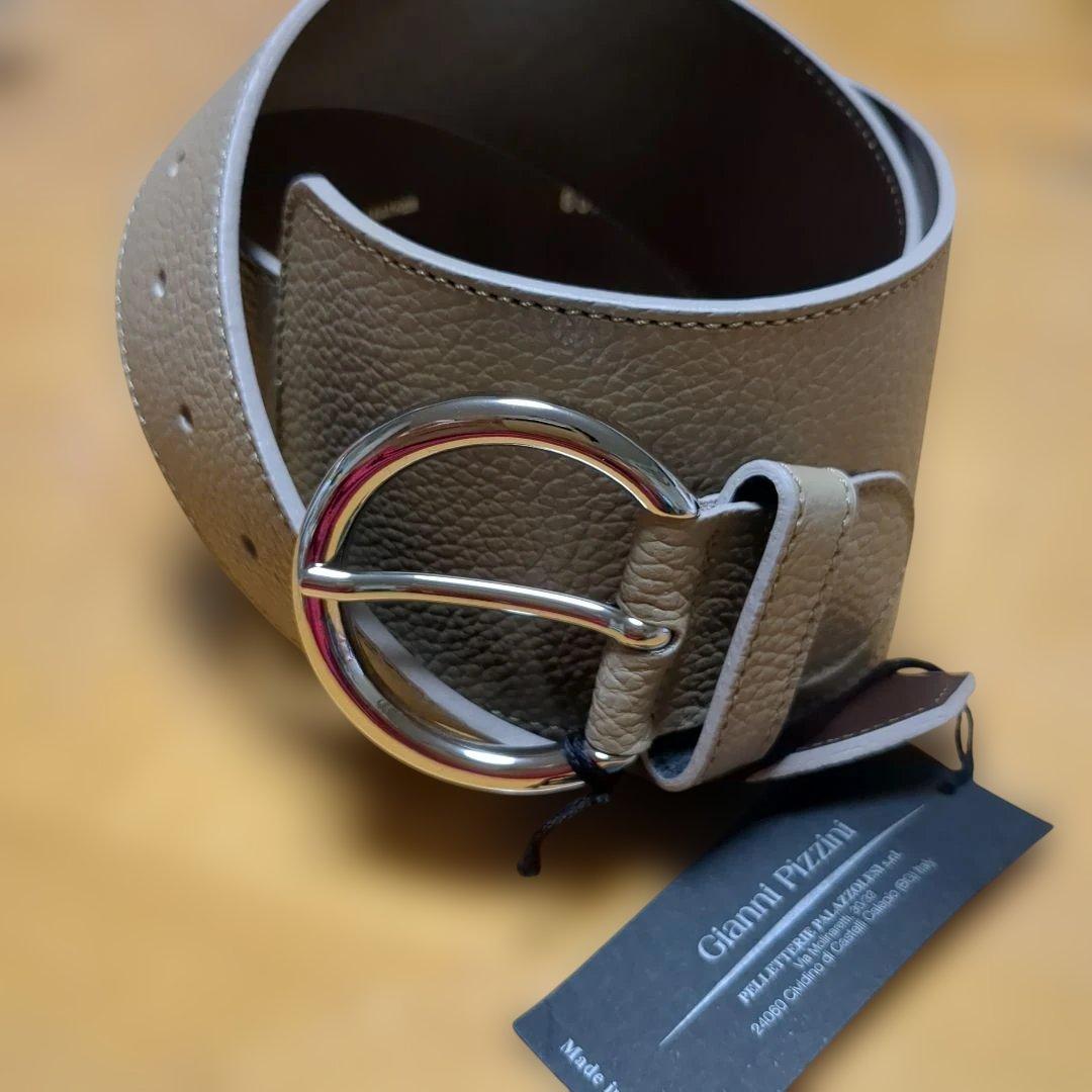 ダーマ　ジャンニピジーニ　レザーワイドベルト グレージュ　80