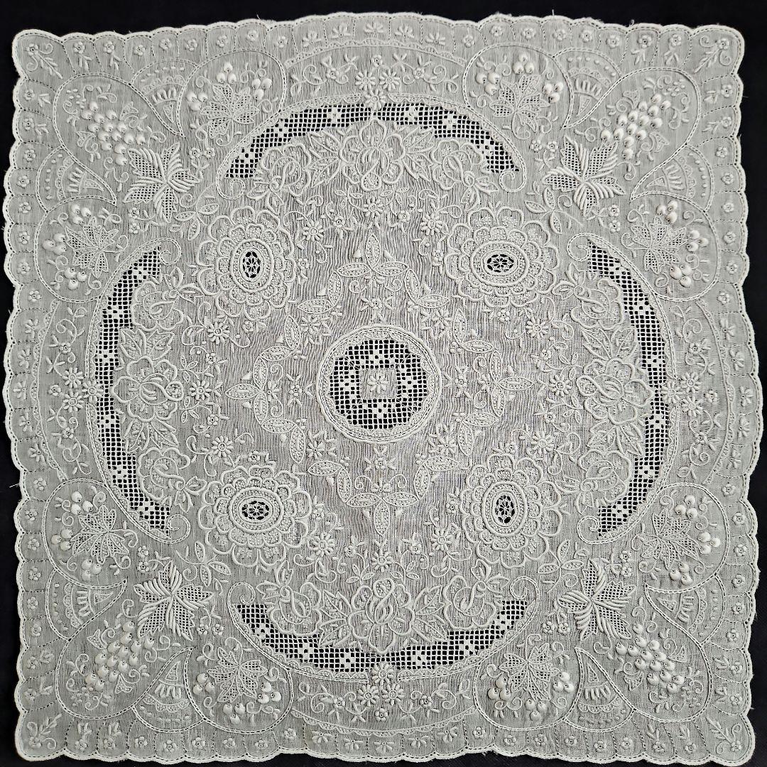 スワトウ ハンカチ 手刺繍 葡萄 R4