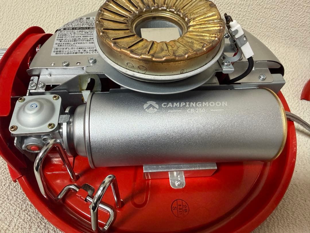 センゴクアラジン ガスストーブ レッド｜3連カスタム 燃焼時間3倍｜美品