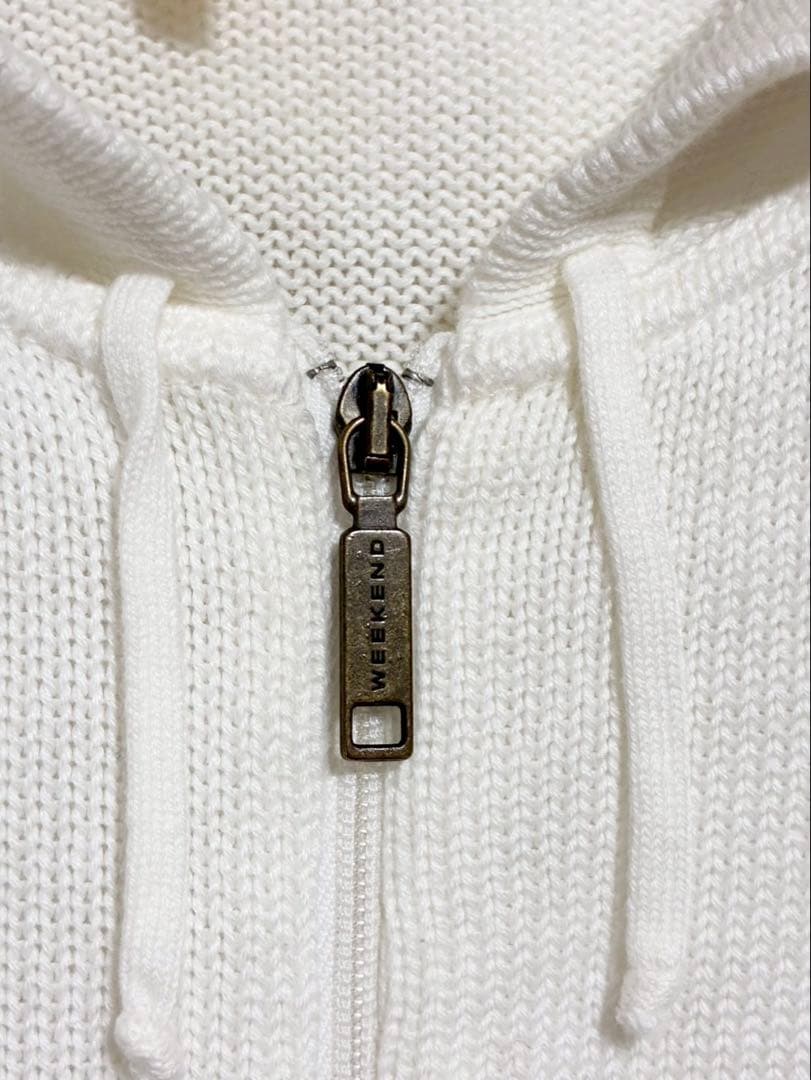 m726◆Max Mara◆白◆ジップフード付パーカー◆日本製◆綿100%◆S