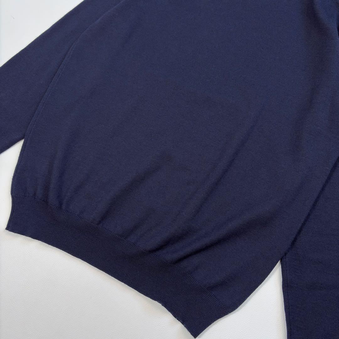 極美 グランサッソ モックネック ニット ネイビー ウール100％ イタリア製