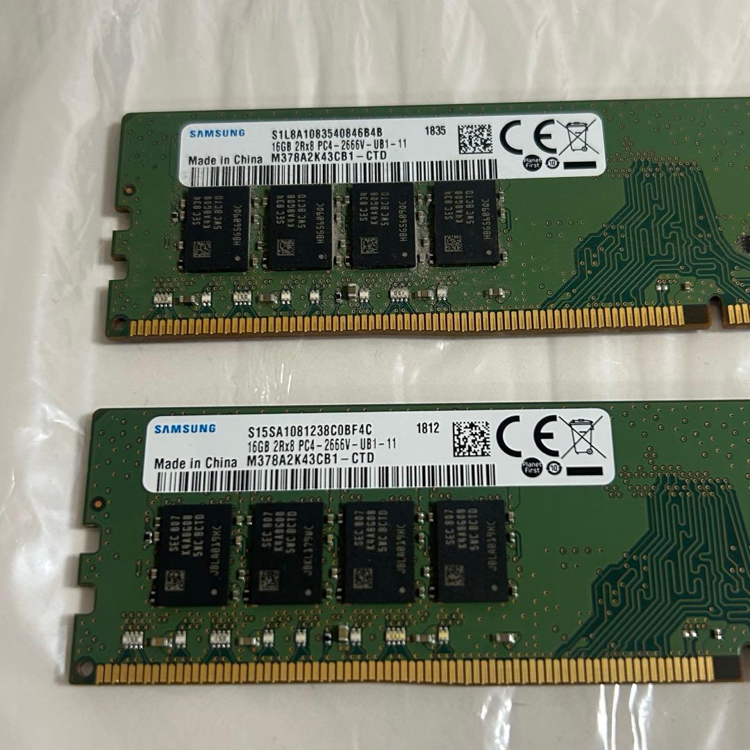 Samsung DDR4 2666MHz メモリ 32GB (16GB×2)