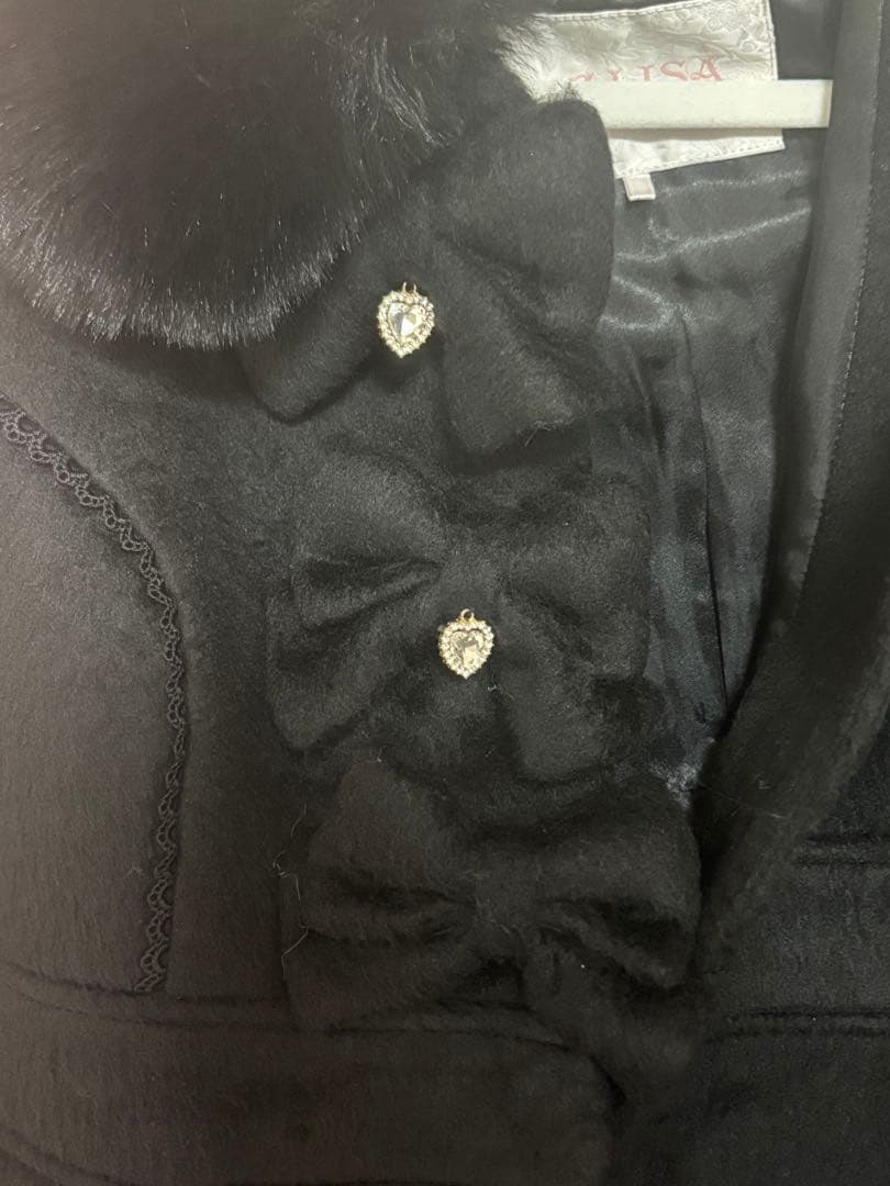 橋*田様 リズリサ　バッグティアードリボンロングコート　ブラック　完売品