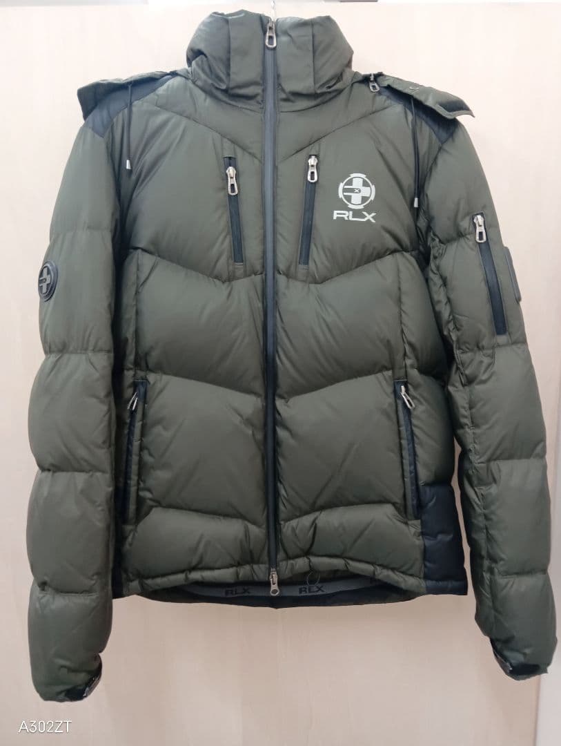 美品　ラルフローレン　RLX フード　ダウンジャケット オリーブグリーン　メンズ