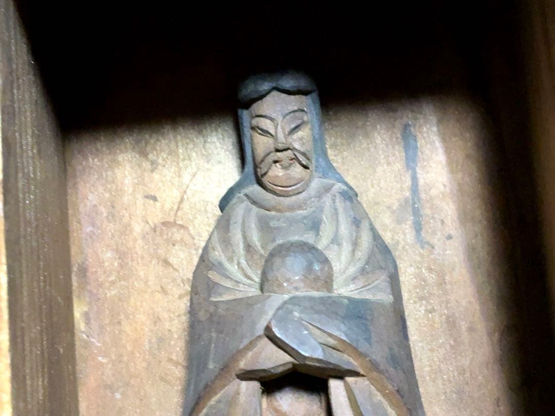 呪物　天照大神　木彫　置物　神棚　仏像　神仏習合　骨董　アンティーク　お守り　像