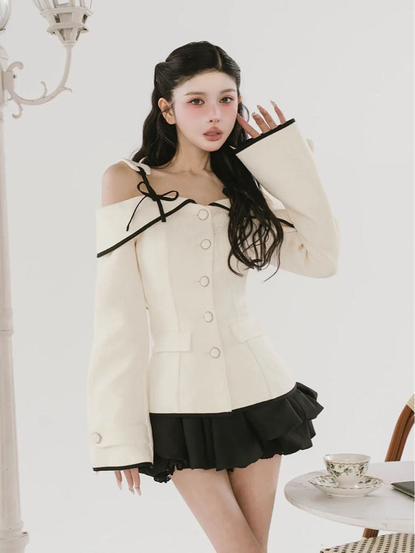 Darich ボンディングツイードオフショルチュニック　s