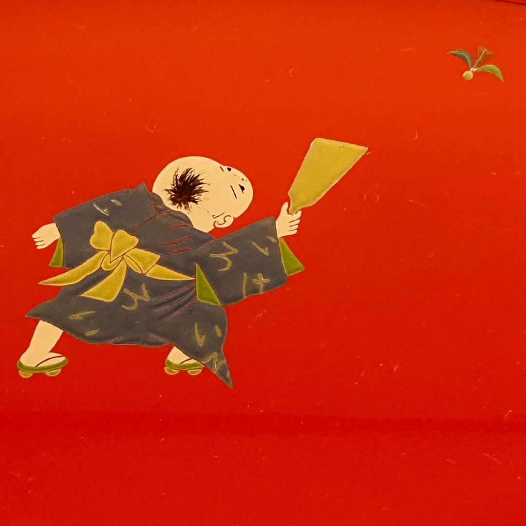 【美品】輪島塗　童蒔絵　兼用皿　摂田照彦作　5枚組　元箱入り