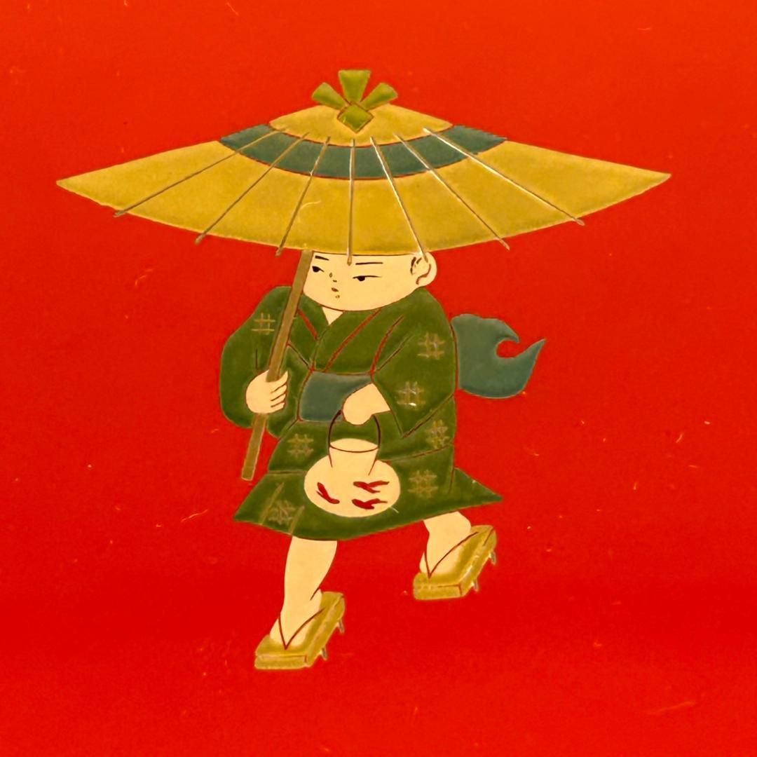 【美品】輪島塗　童蒔絵　兼用皿　摂田照彦作　5枚組　元箱入り