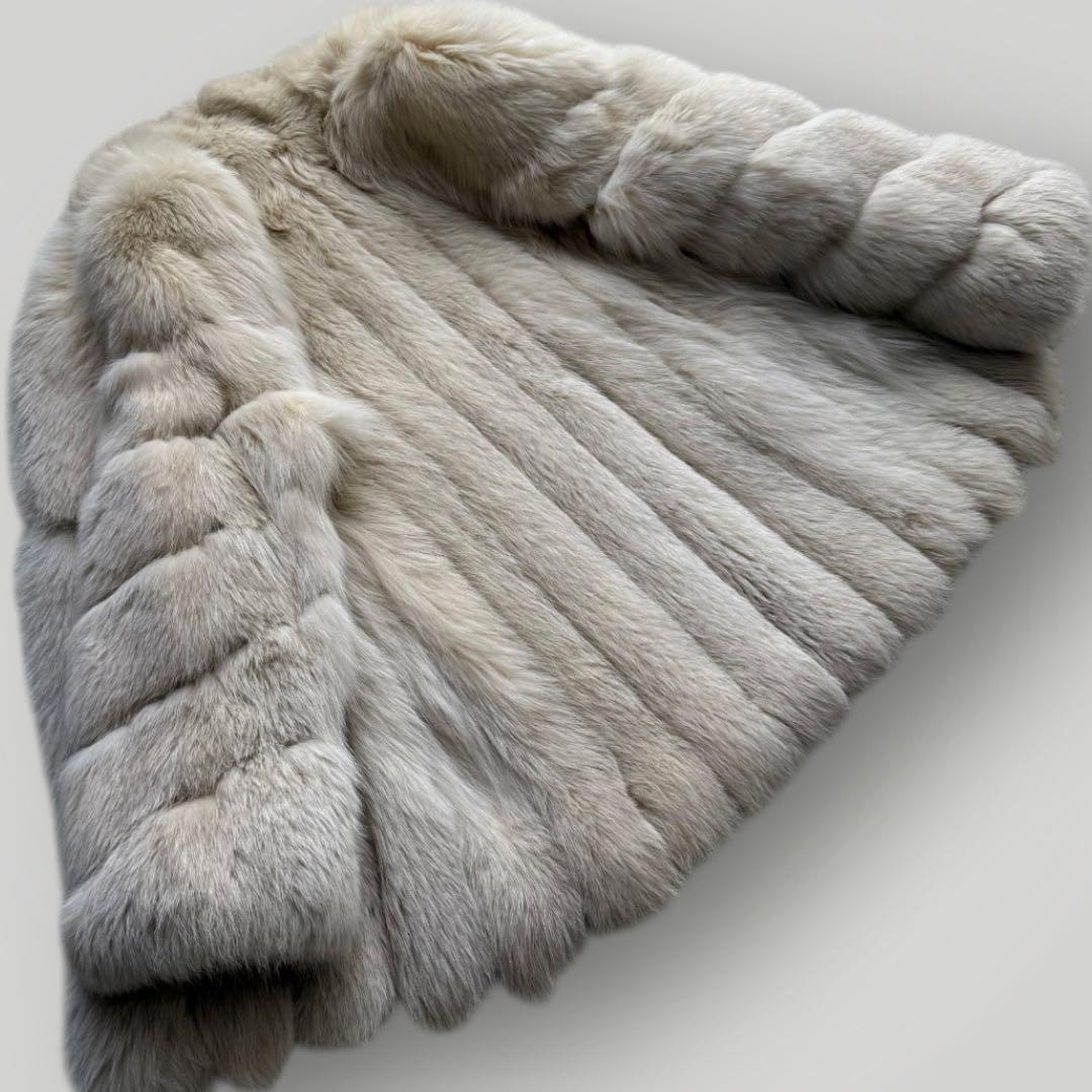 本毛皮☆ブルーフォックス FOX ファーコート ふわふわ◎ 11号