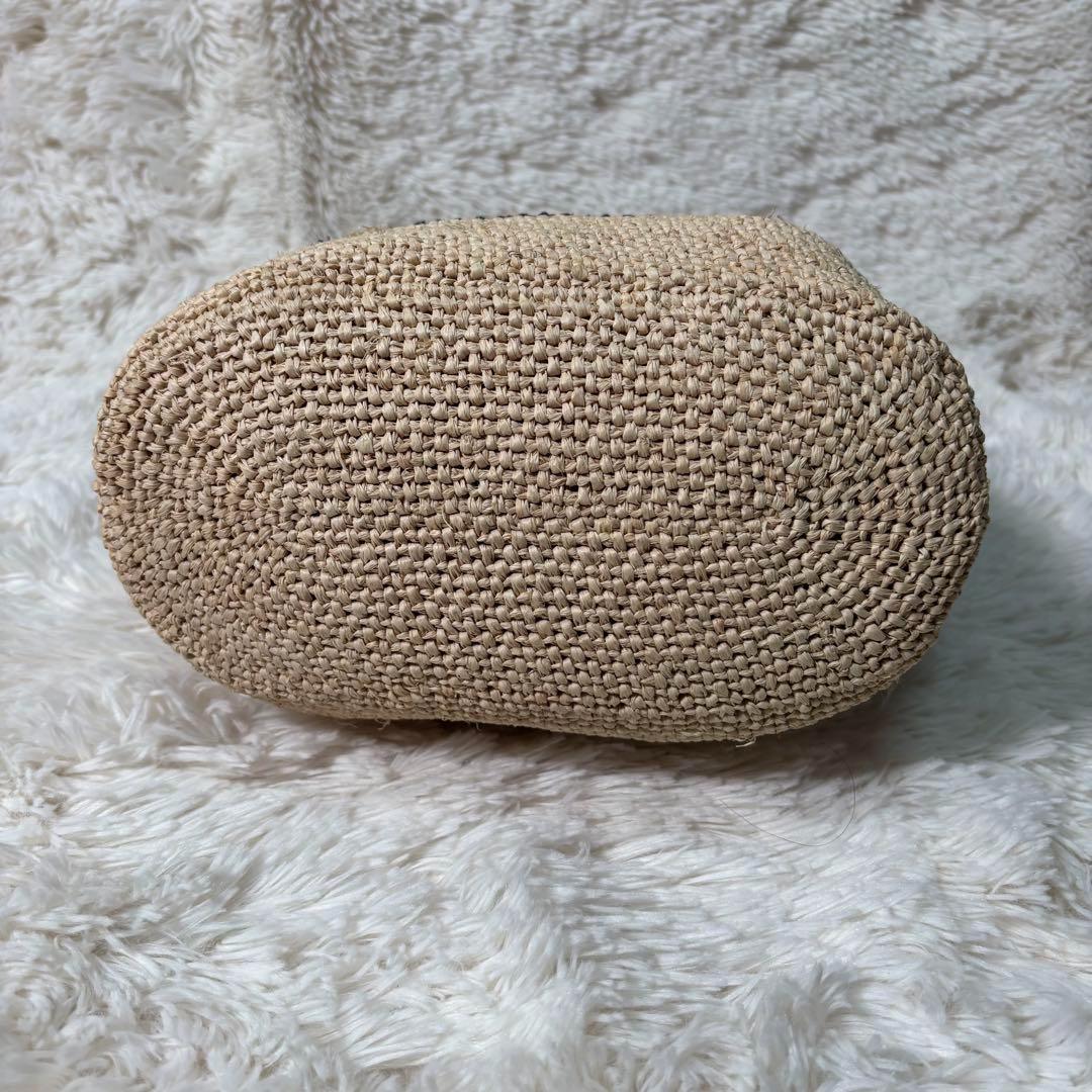 美品☆HELEN KAMINSKI バイカラー カゴバッグ ショルダーラフィア