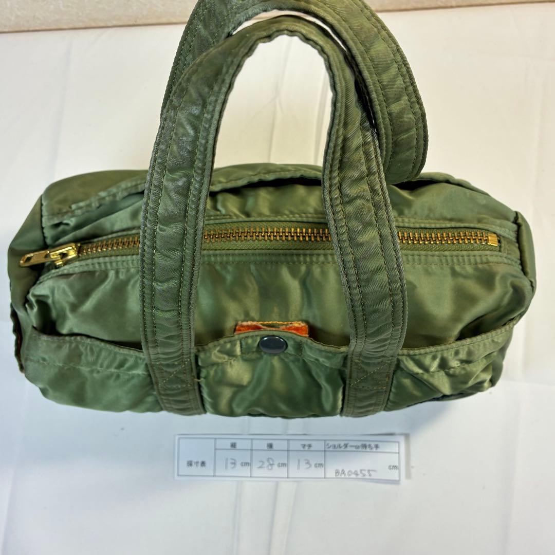 [美品] PORTER タンカー ドラムバッグ ミニボストン セージグリーン L