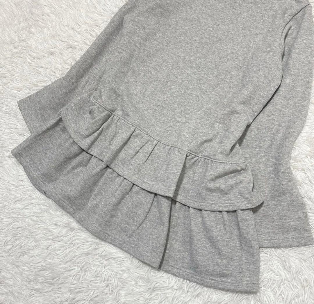 ピンクハウス　裾フリル　チュニックパーカー フード ペプラムパーカー　F