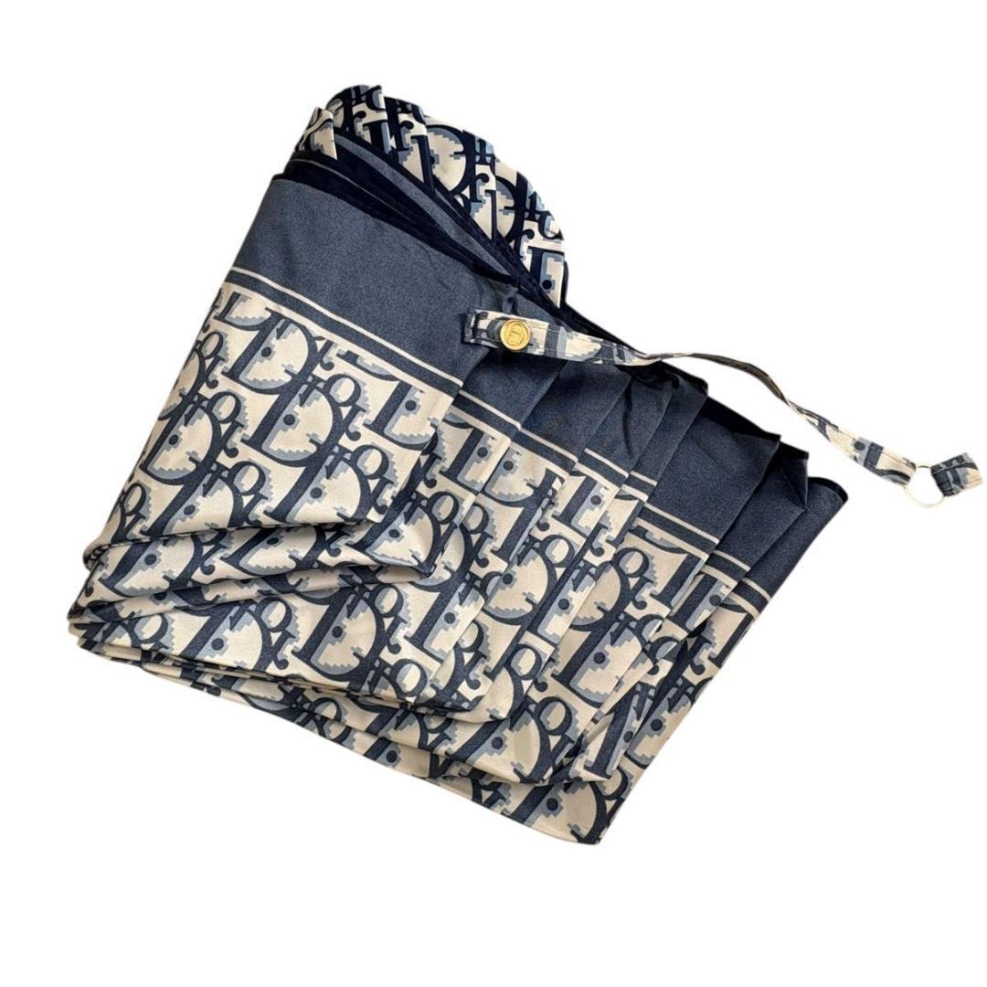 Christian Dior トロッター 折りたたみ傘 保管袋付き　ネイビー