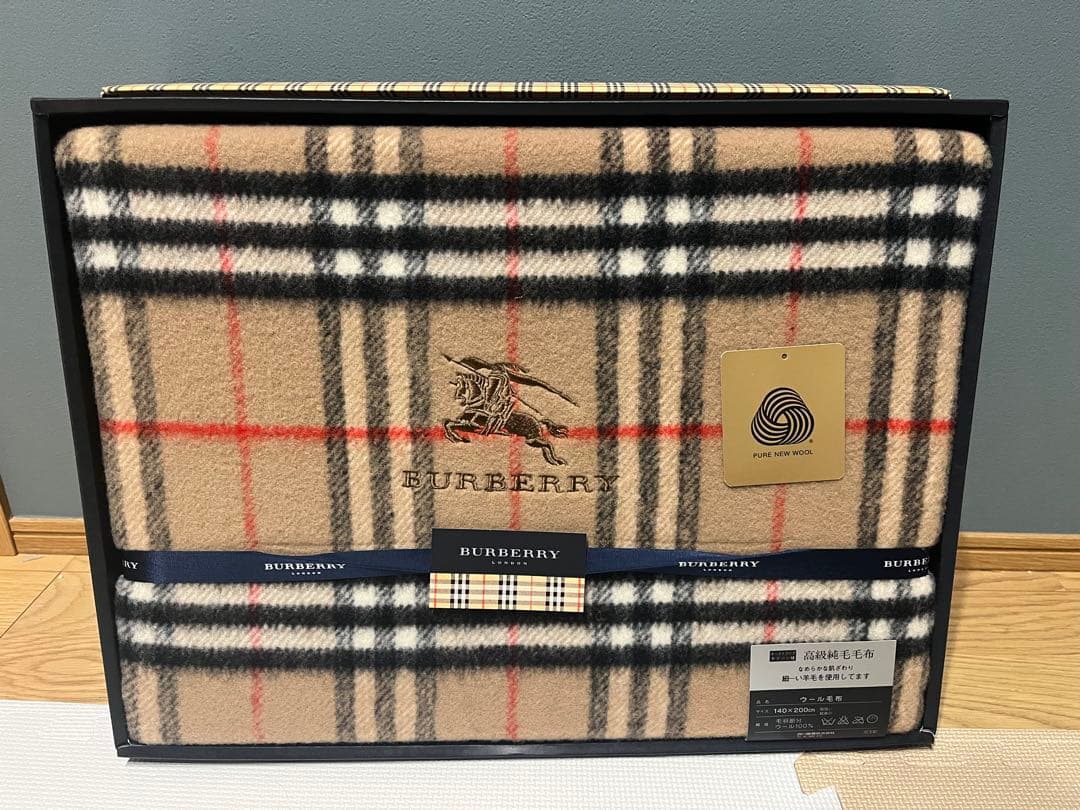 バーバリー 高級 ウール 純毛毛布 140×200cm