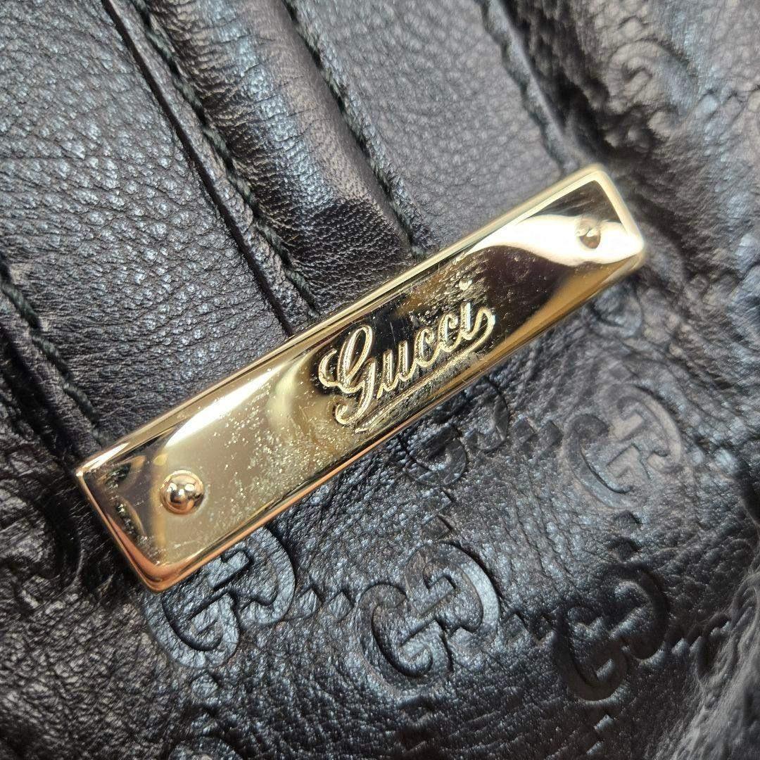 ほぼ未使用 GUCCI ホーボー型 GGシマレザー ショルダーバッグ