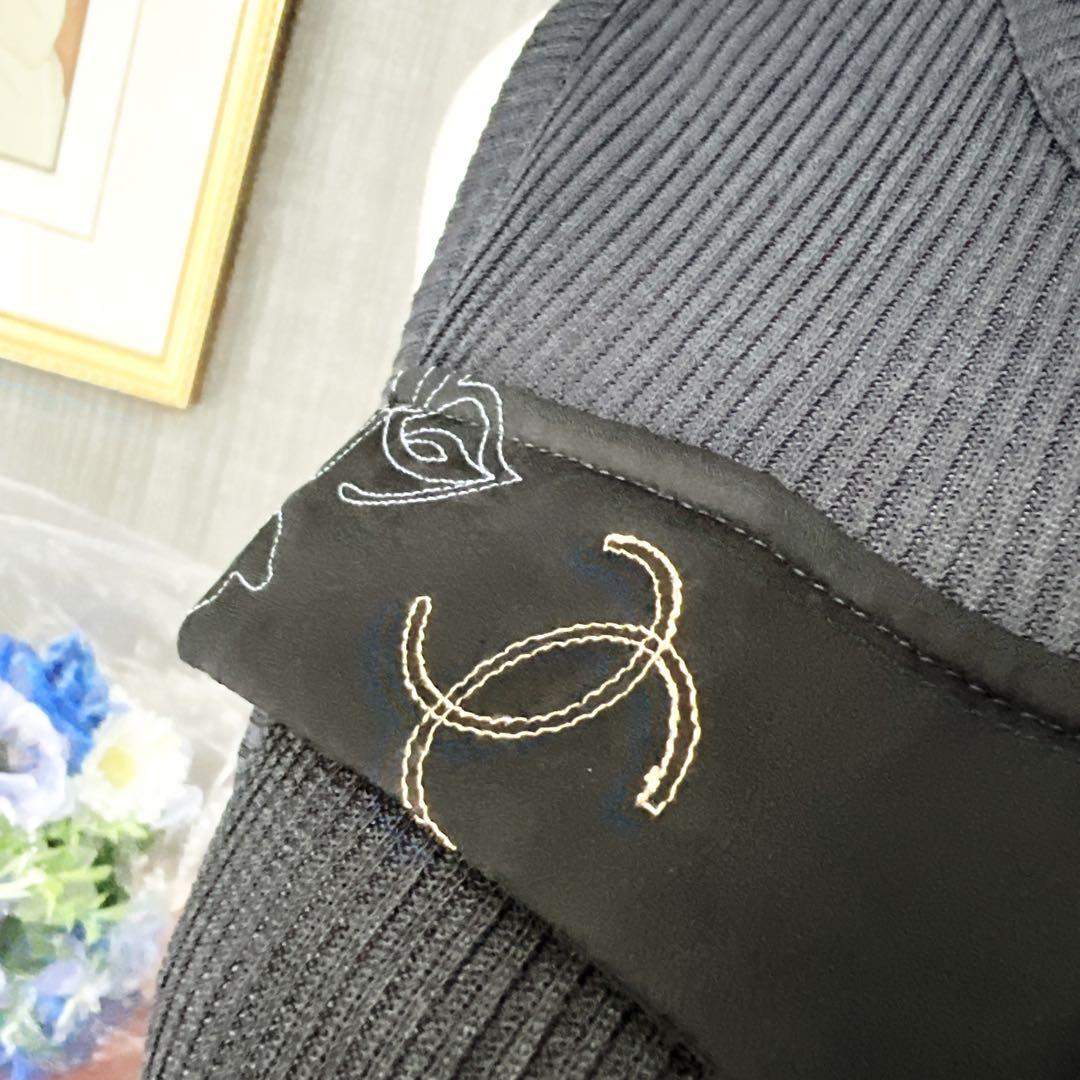 美品　CHANEL シャネル　トップス　シルク　刺繍　エンブロイダリー　ベスト