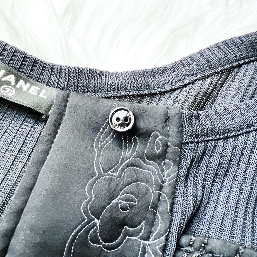美品　CHANEL シャネル　トップス　シルク　刺繍　エンブロイダリー　ベスト