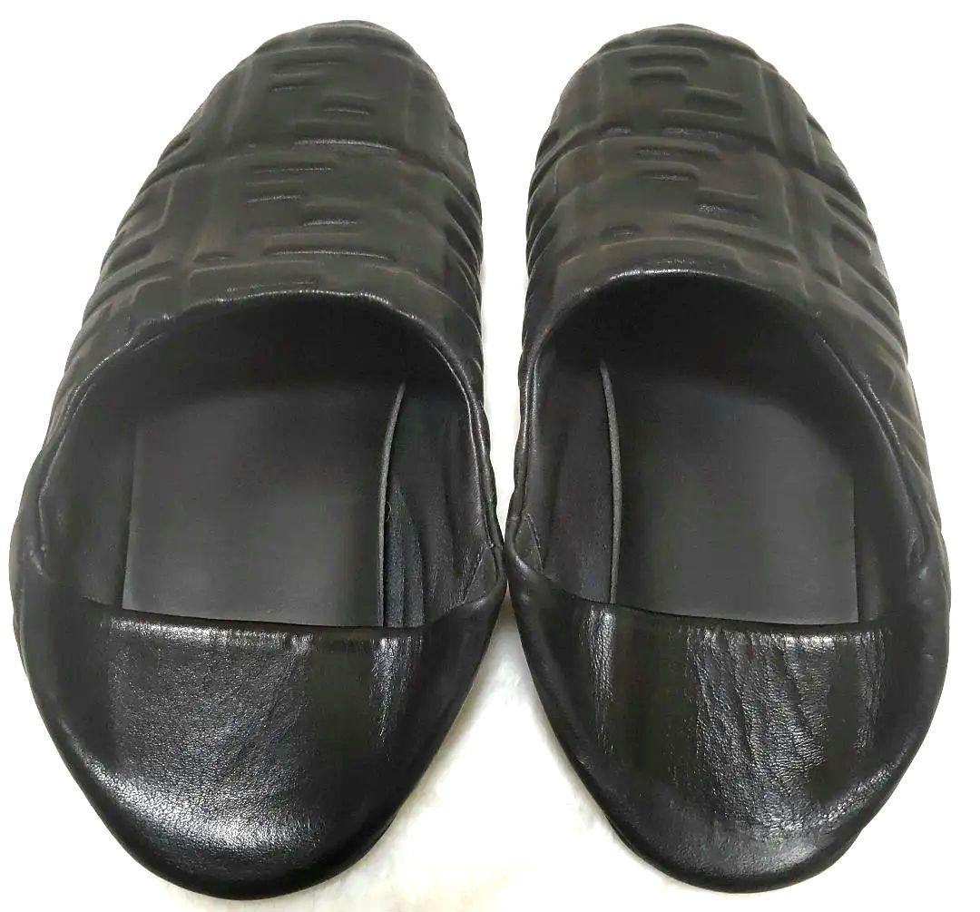 中古美品FENDI FFナッパシューズ ラムレザー 26cmスリッポンサイズ7