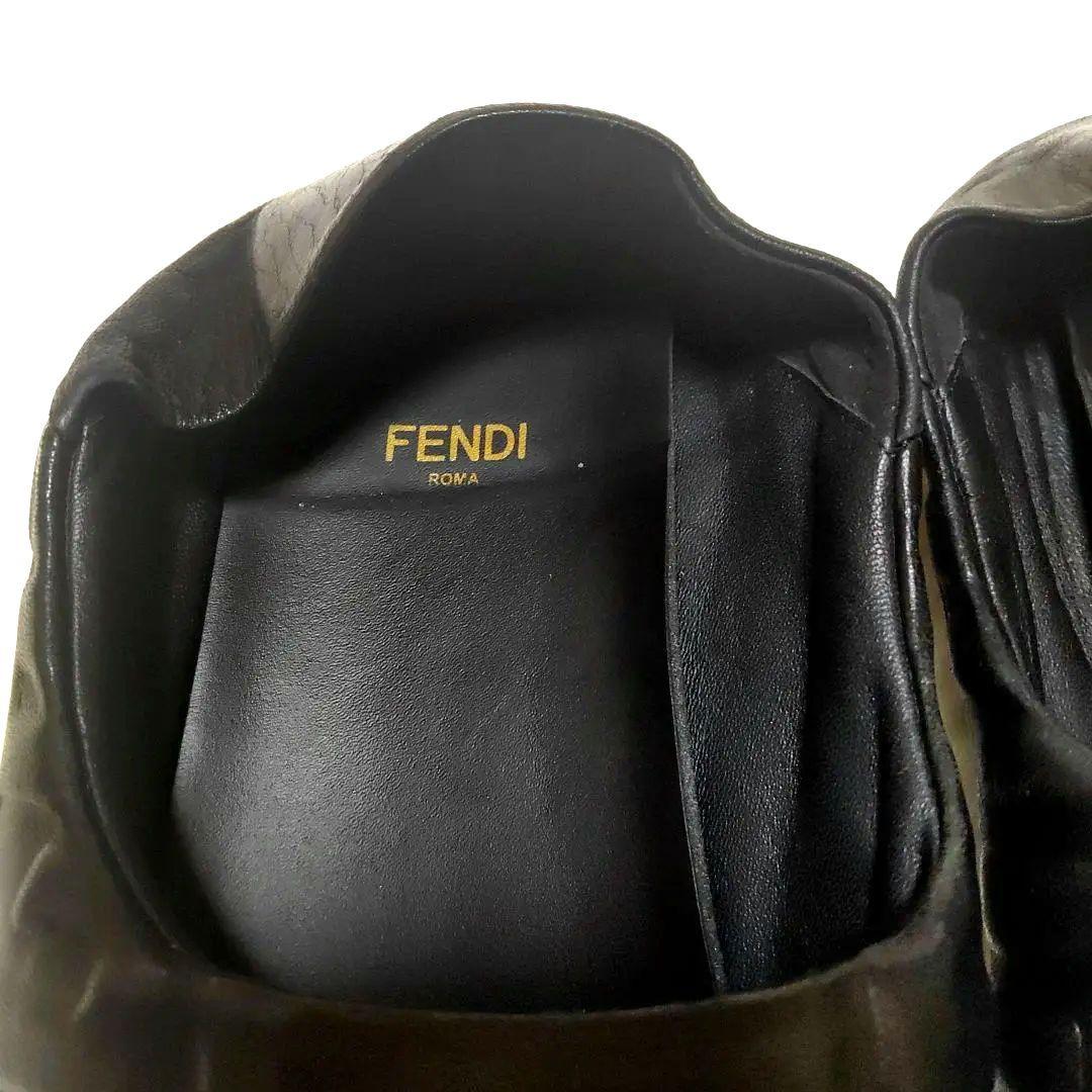 中古美品FENDI FFナッパシューズ ラムレザー 26cmスリッポンサイズ7