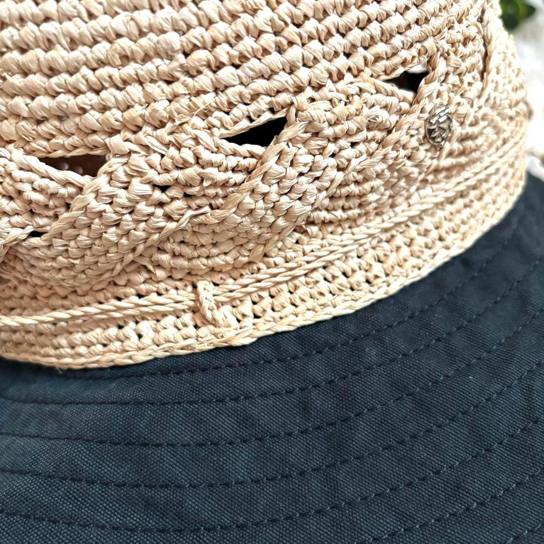 レア✨ヘレンカミンスキー ラフィア×コットン キャンバスハット ＵＶ加工 麦わら
