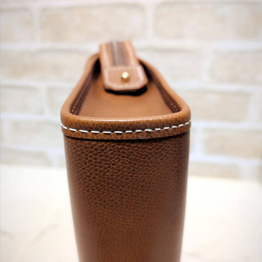 ★【イヴ・サンローラン】立体刺繍 シボ革 /セカンドバッグ ブラウン 新同品