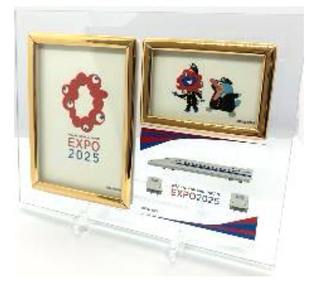 関西大阪万博記念　ガラス製フォトカードフレーム　ミャクミャク　イコちゃん