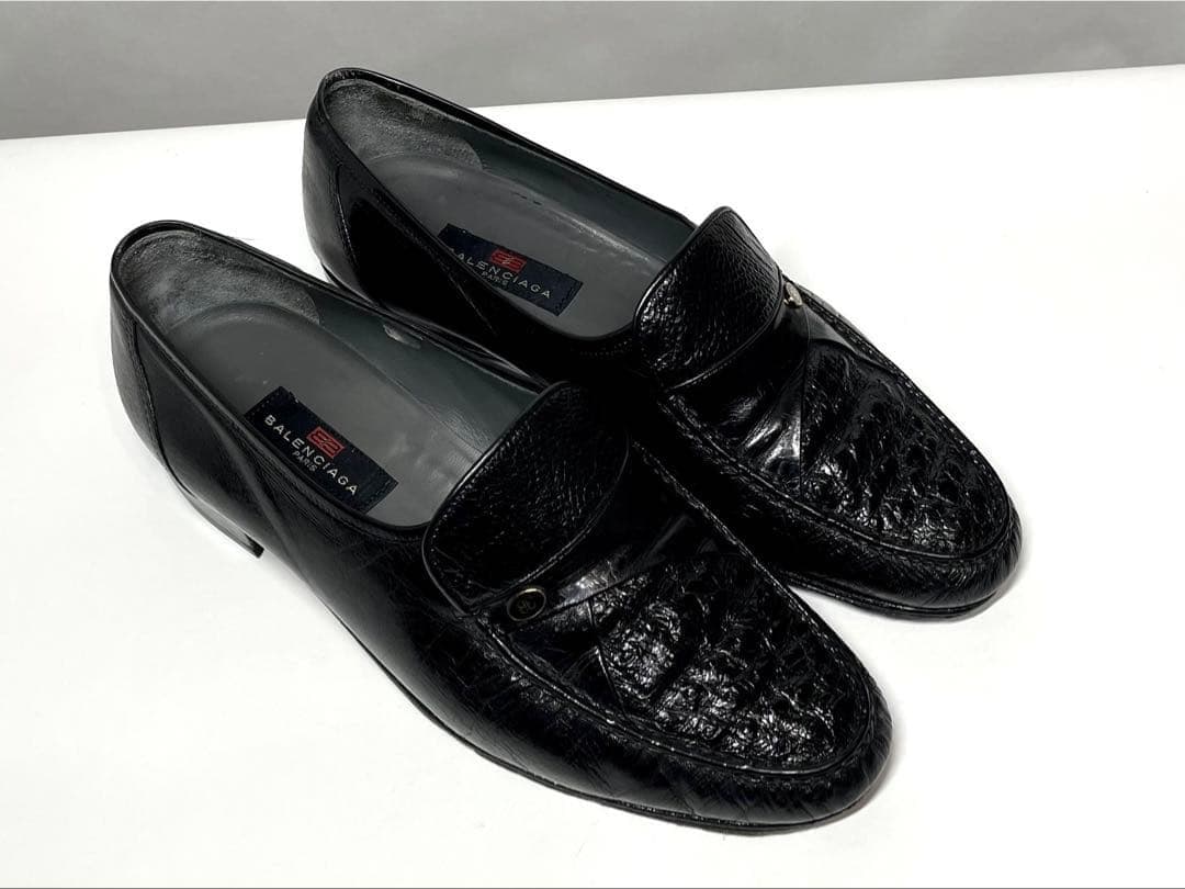 【最高級✨️】BALENCIAGA オーストリッチコンビローファー ブラック 革靴