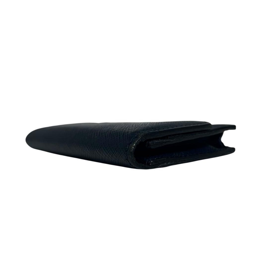 希少✨プラダ カードケース 名刺入れ サフィアーノレザー ロゴ金具 ネイビー