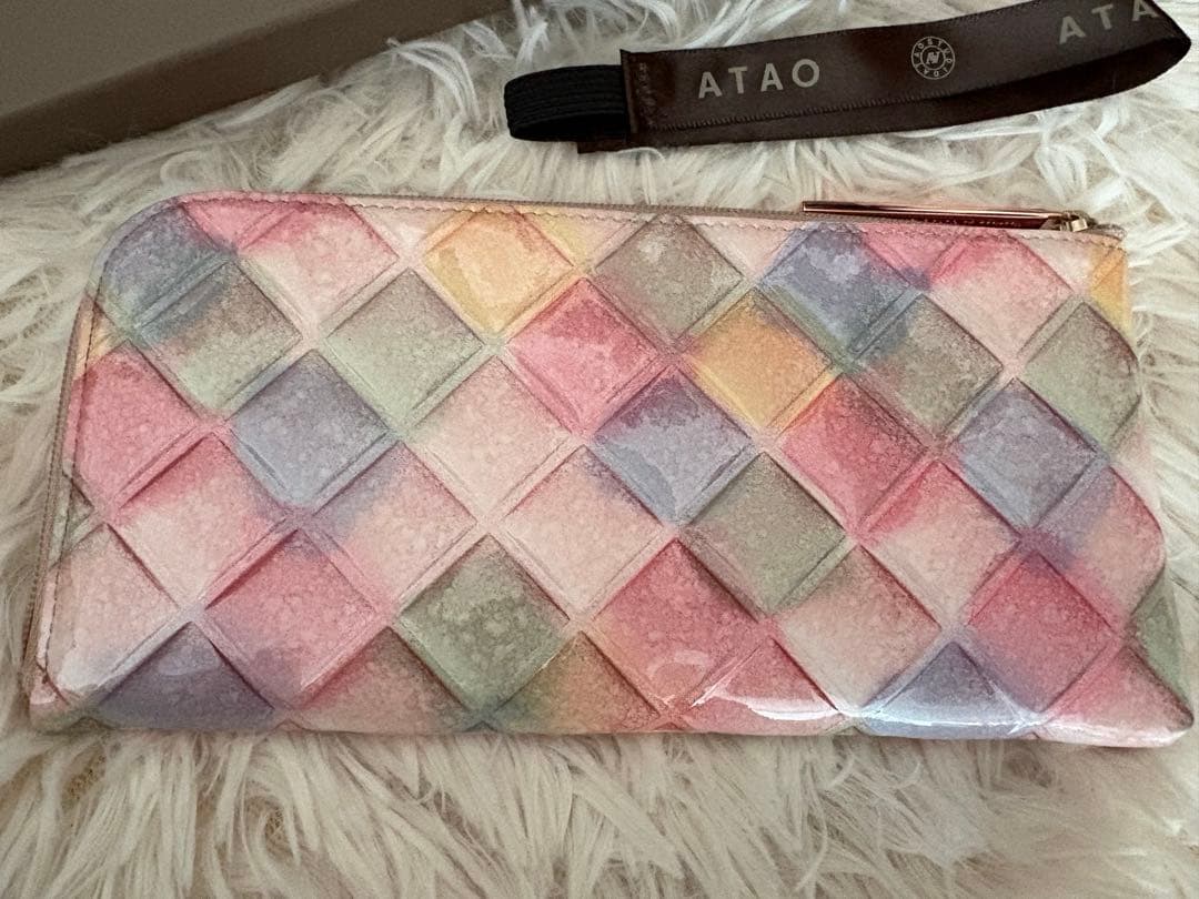 美品♪ATAO 長財布 ピンク パステル　ブロックパーティ　リモ