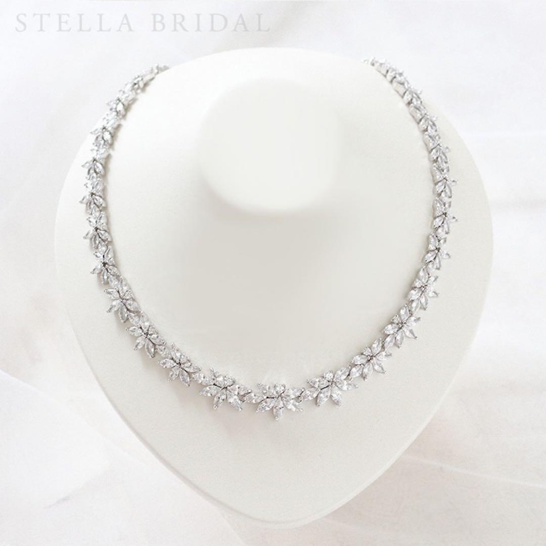 Stella Bridal キュービックジルコニア アカシア ネックレス＆ピアス