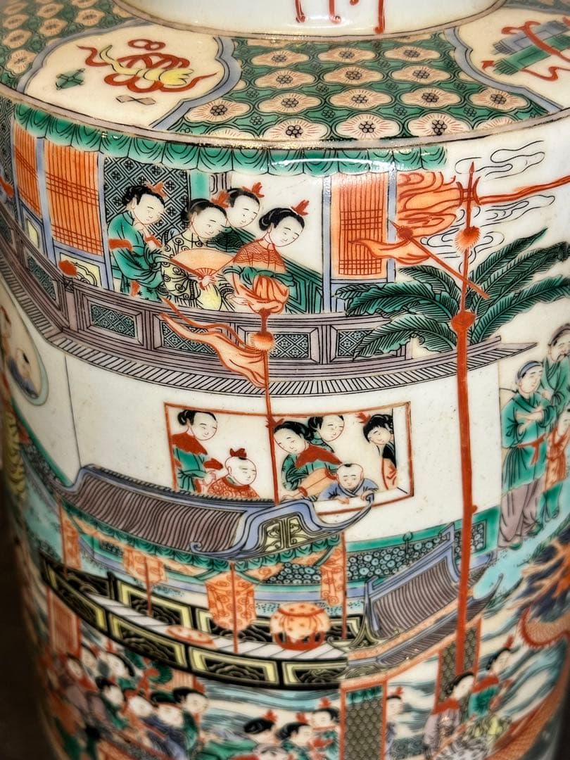 希少品！中国大清康熙年製款 龍舟図大花瓶 珍品 古美術 花器 置物 コレクション