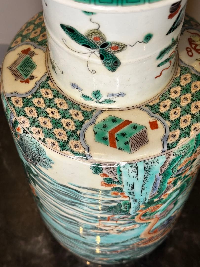 希少品！中国大清康熙年製款 龍舟図大花瓶 珍品 古美術 花器 置物 コレクション