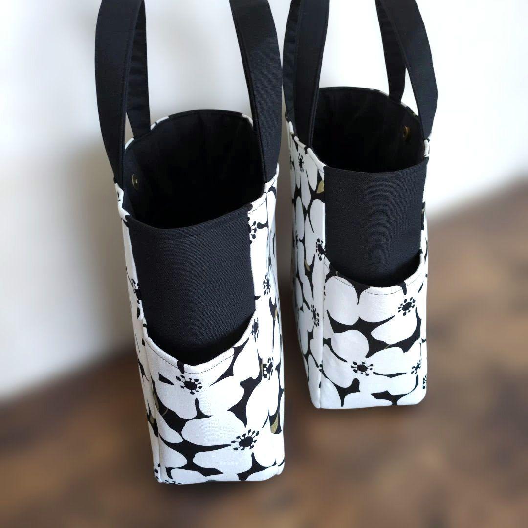 ハンドメイド　サイドポケット付き トートバッグ　花柄