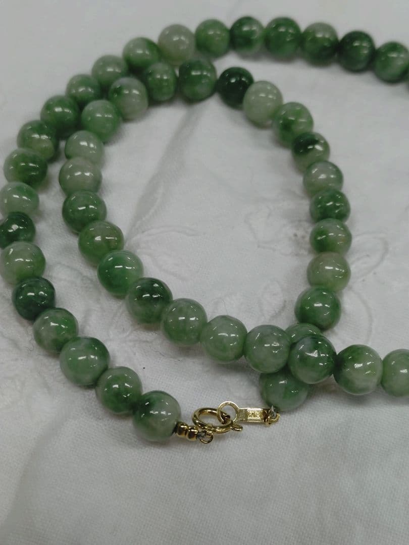 k18 翡翠ネックレス 天然石ネックレス ジェダイト 硬玉