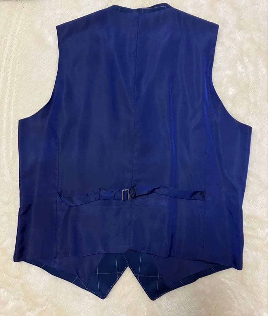 MIYUKI 生地　オーダースーツ　スリーピース　ネイビー　ストライプ　Ｌ相当