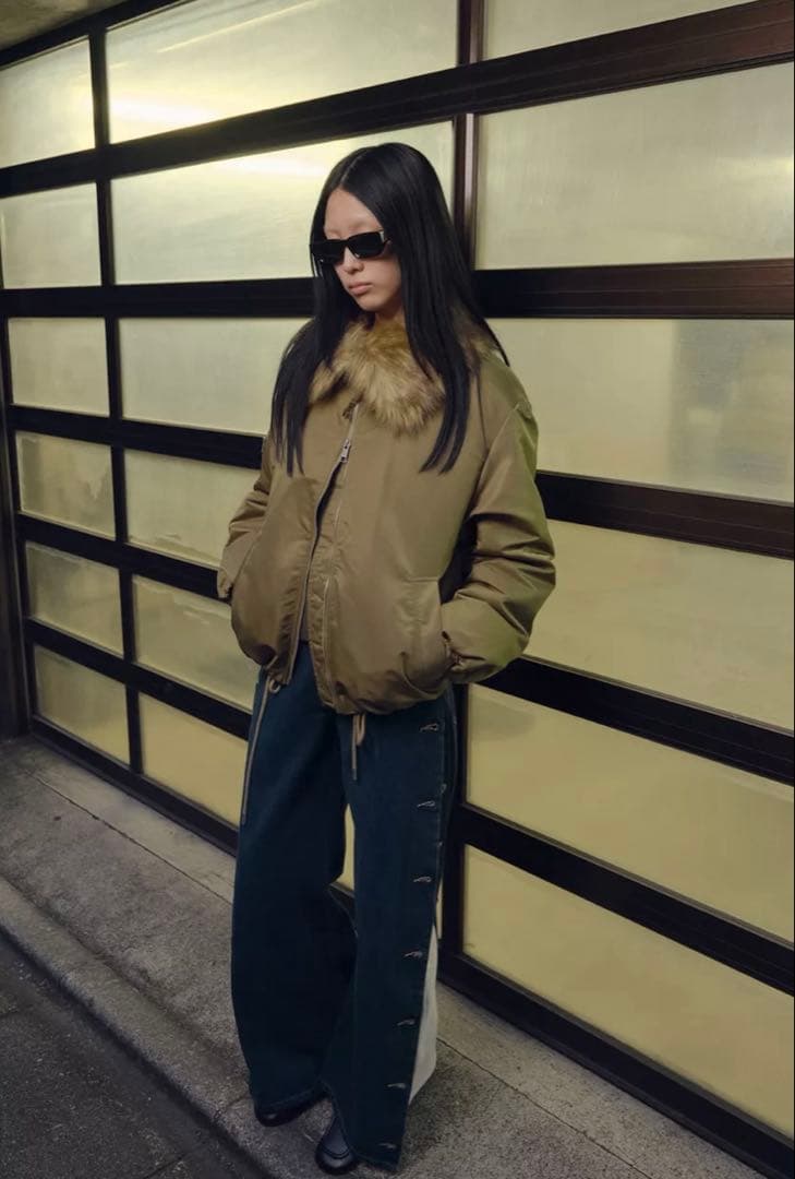 新品 ZARA ザラ フェイクファー襟 ボンバージャケット ZW M