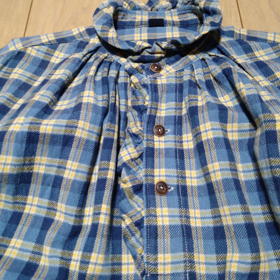 45R インドネルのタックフリルドレス/ブルーイエロー