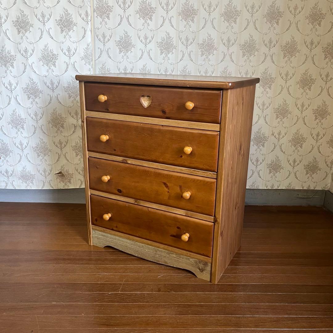 【アンティーク】① 木製 チェスト キャビネット 4杯 収納棚 箪笥 北欧レトロ