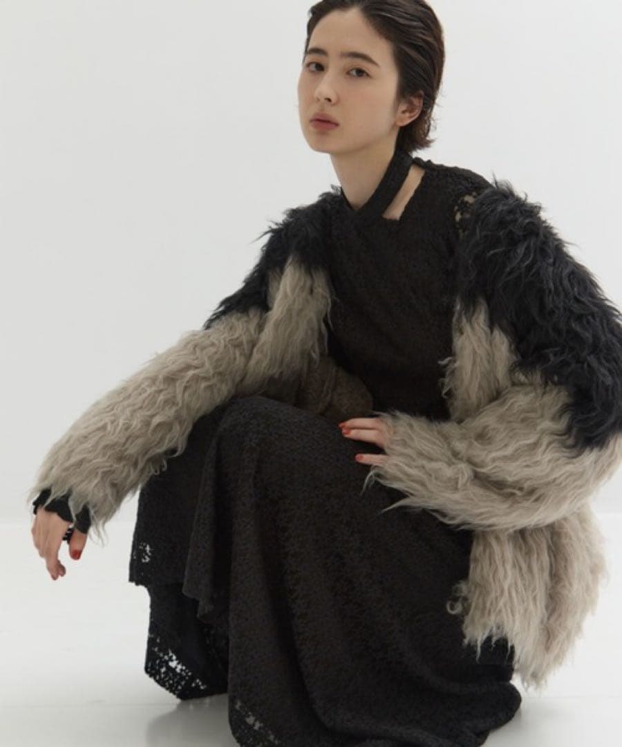 ジャケット・アウター CLANE BI COLOR SHAGGY KNIT CARDIGAN
