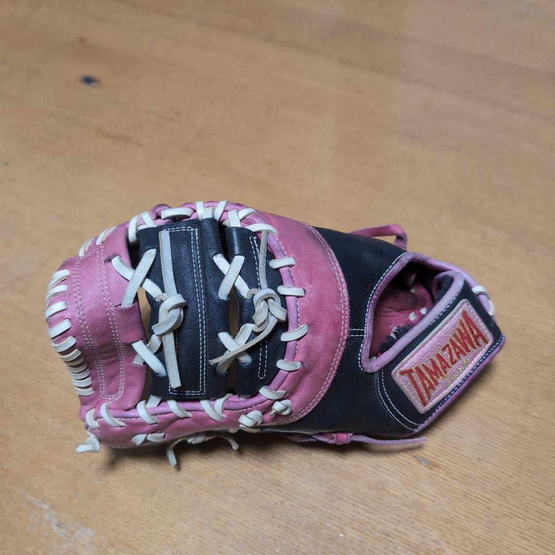 TAMAZAWA 軟式ファーストミット 黒/ピンク　左用