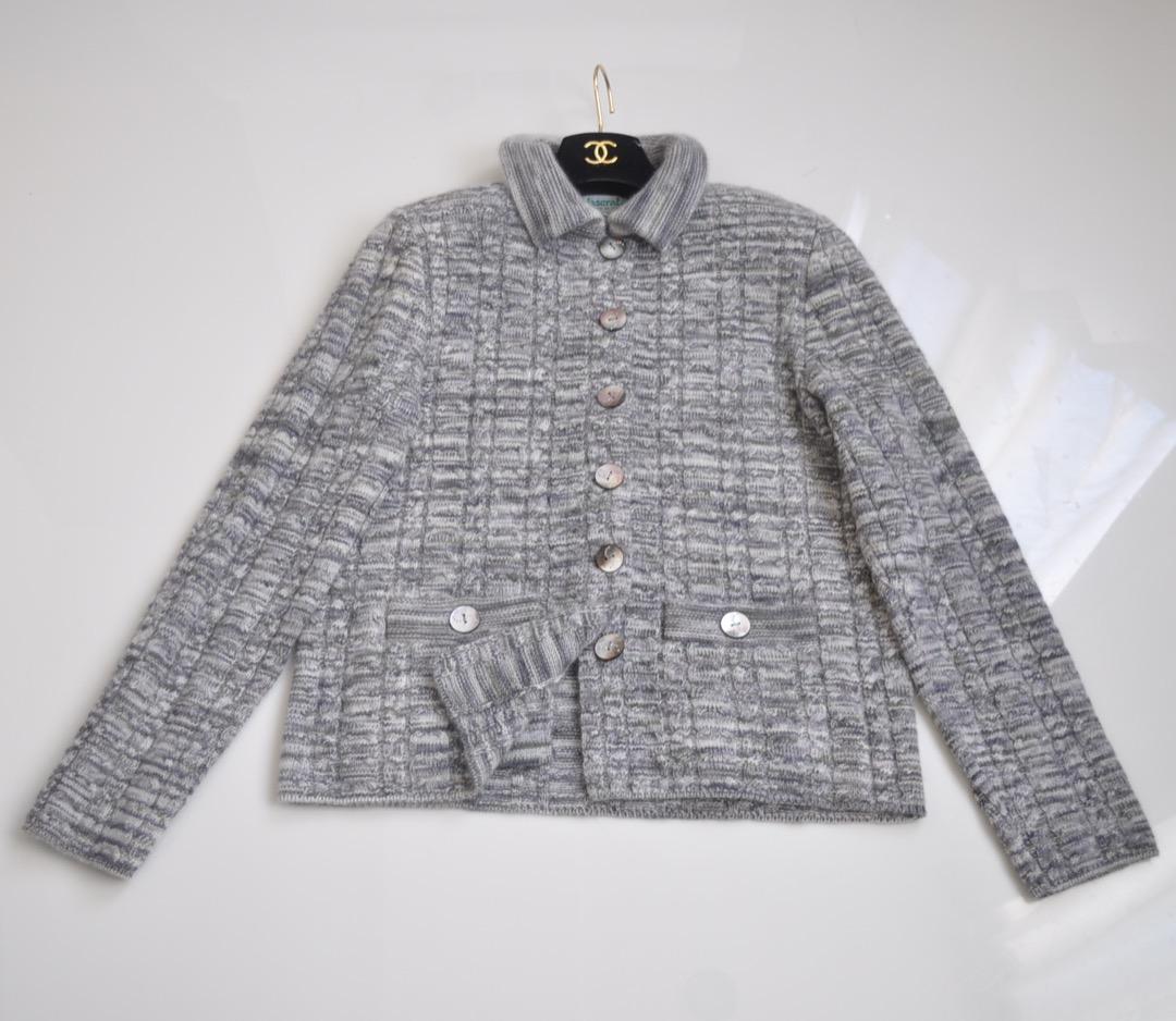 銀座和光取扱) イダスクラッチ ♡ 肉厚カシミヤニットジャケット グレー