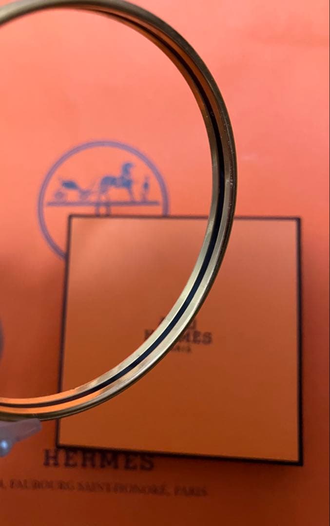 HERMEエルメス エナメルブレスレット ユニ バングルGPメッキ ゴールド