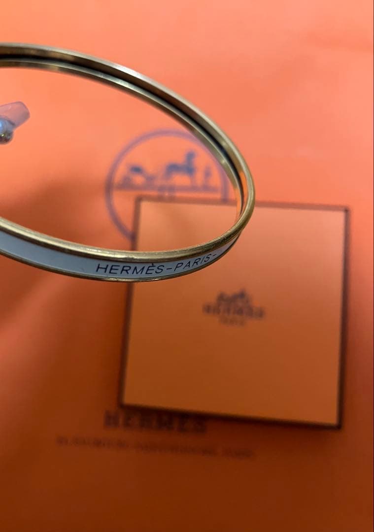 HERMEエルメス エナメルブレスレット ユニ バングルGPメッキ ゴールド